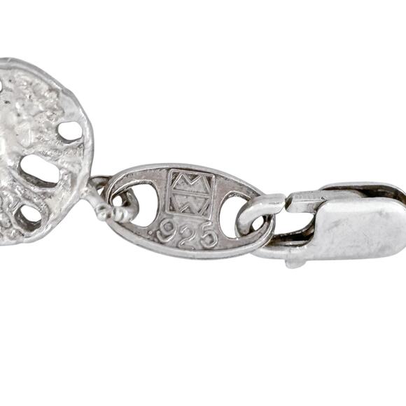 Estate Sterling Silver 925 Sea Dollar Scallop Shell Bracelet 7" - Picture 6 of 9